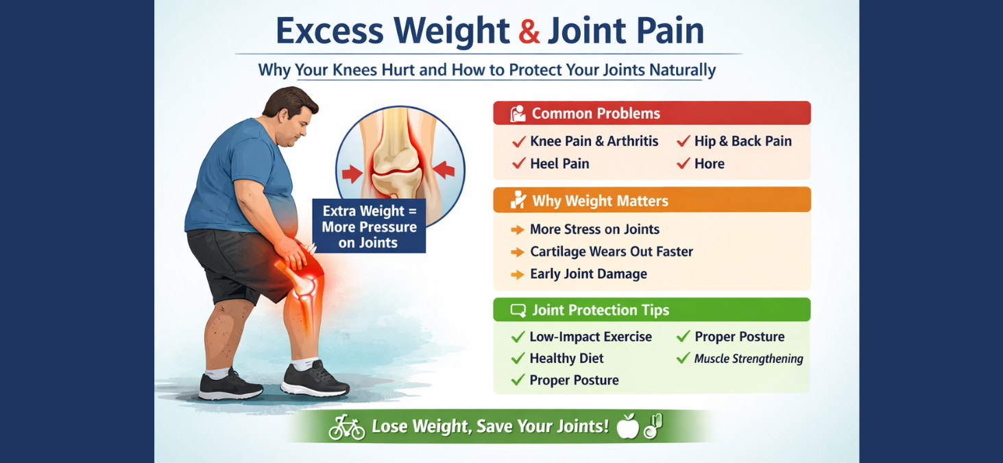 Excess weight putting pressure on knee joints causing pain and arthritis