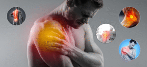 Muscle injury causes and prevention: person with poor posture, lifting incorrectly, and experiencing muscle pain