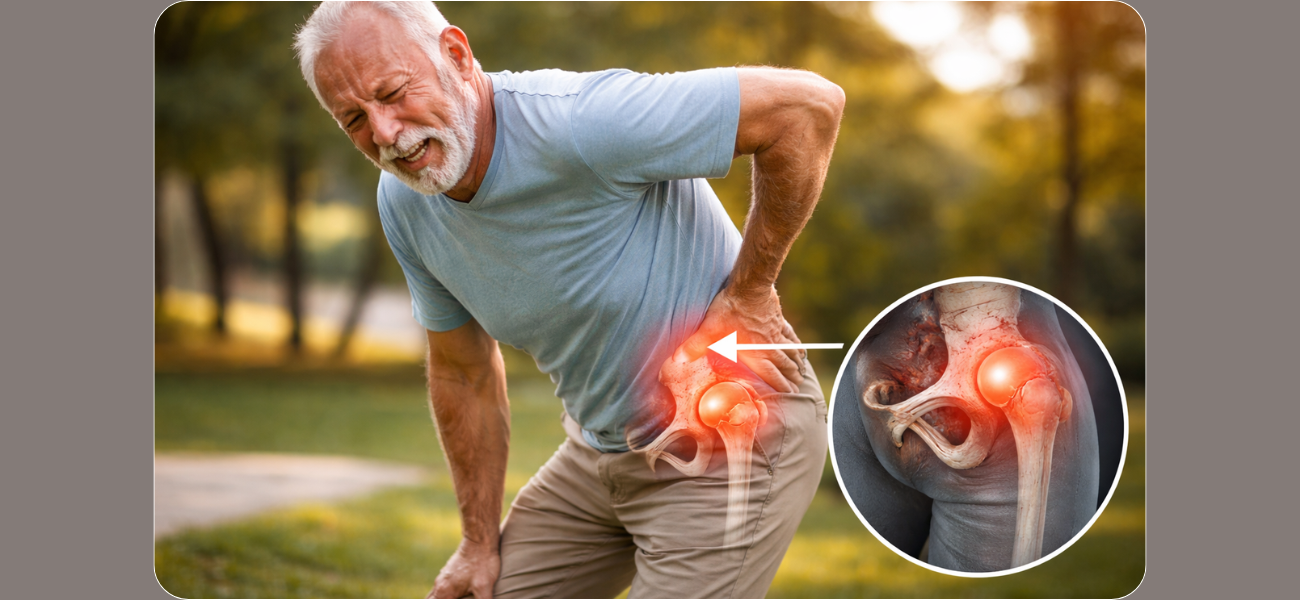 Patient walking pain free after hip replacement surgery in South Delhi